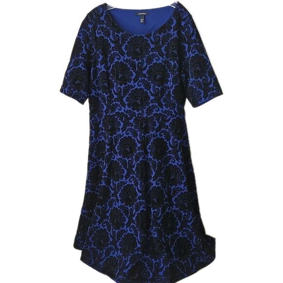 Lands' End Dresses & Skirts - Lands' End Woven‎ Velvet Floral Dress 18 Burnout Blue XL Whimsigoth Fairy Grunge